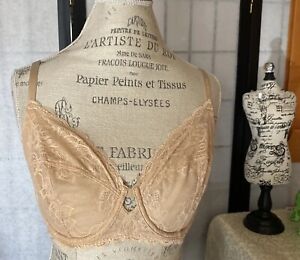 Calvin Klein Taupe Sheer Lace Underwire Bra 34DD Super Condition/High Quality