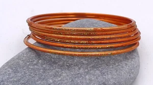 6 Armreifen Indianer Orange Strass Glitzer Bollywood Orientalischer Tanz Sari Indien - Bild 1 von 4