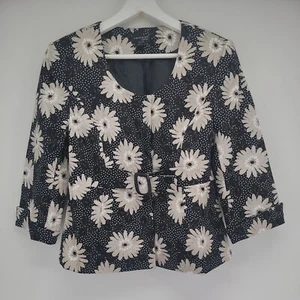 Womens Kim Rogers Suit Floral Jacket Top Black Beige Size 8 - Picture 1 of 11