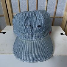 WTAPS vintage hickory stripe denim casket cap blue white hat japan railroad brim