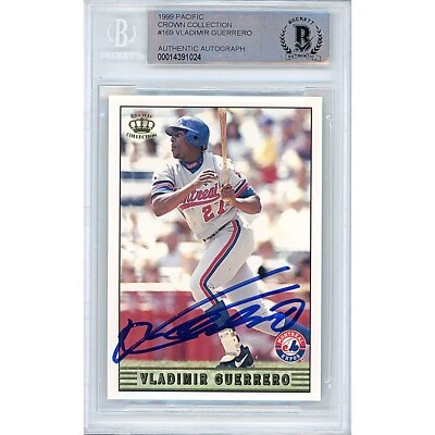 Vladimir Guerrero Signed 1999 Pacific Crown #169 BAS Slabbed Expos MLB HOF Auto - Image 1 of 4