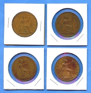 Lot of 4 English One Penny 1915, 1936, 1947, 1964 Great Britain #03 England UK - Picture 1 of 3