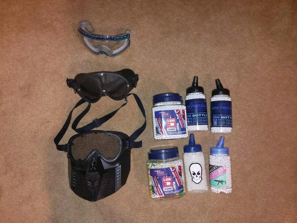 Airsoft Bbs, Goggles, Mask, Lot - Image 1 of 4