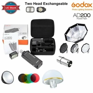 Godox AD200 2.4G TTL Flash Speedlite HSS Monolight for Nikon Canon Sony Fuji - Picture 1 of 10