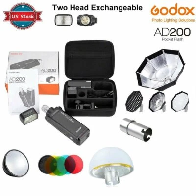 Godox AD200 2.4G TTL Flash Speedlite HSS Monolight for Nikon Canon Sony Fuji - Image 1 of 4