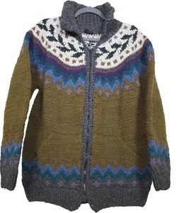 Vintage Artesanias Pineda 100 % Wolle Pullover durchgehender Reißverschluss Cardigan bunt Ecuador OS * - Bild 1 von 7