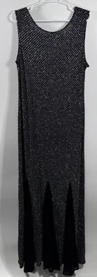 Onyx Nite Prom Dress Maxi Gown Sparkle Metallic Black Silver Mermaid Stretch 18 - Image 1 of 4