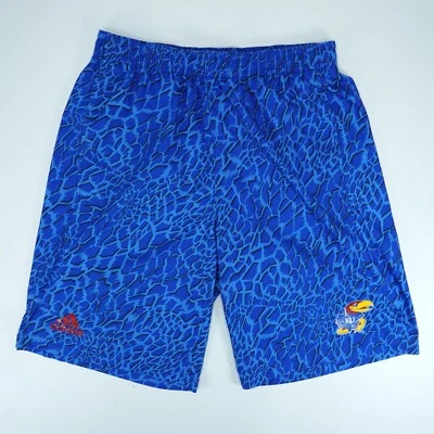 Kansas Jayhawks Adidas Basketball Shorts Blue Shattered Glass Camo Mens Large - Image 1 of 4