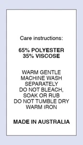 65% Polyester 35 % Viscose MIA Sewing Washing Care Labels 5 Pack Sizes PRNT0046 - Picture 1 of 1