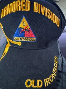 U.S. Army 1st Armored Division Old Ironsides Black Baseball Cap Hat - Picture 1 of 3