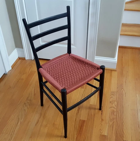 Vintage MCM Otto Gerdau Chair Made in Italy Beautiful Plum/Terracotta Woven Seat Cover