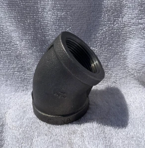 1 1/4” Black Iron 45 Degree Elbow - Picture 1 of 3