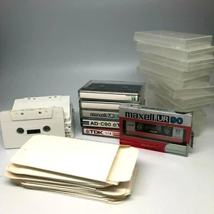 Lote Mixto Cintas de Cassette en Blanco y Usadas, Estuches, Fundas, Limpiador, Contenido Desconocido - Imagen 1 de 5