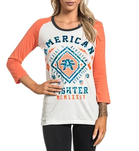 AMERICAN FIGHTER Women's T-Shirt KENDALL RAGLAN Tee Biker - Picture 1 of 10