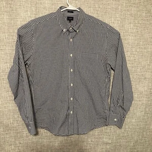 J Crew Slim Shirt Mens Large White Blue Check Button Up Long Sleeve. - Picture 1 of 7
