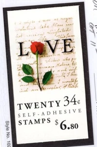 2001 34 cent Love Rose booklet of 20 Scott #BK285, Mint NH - Picture 1 of 1