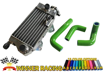 Для Kawasaki KX60 1999-2003 алюминиевый радиатор и силиконовый шланг зеленый  - Изображение 1 из 4