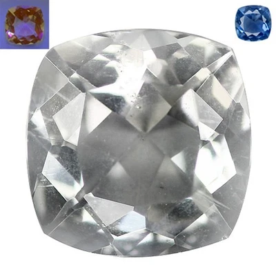 0.85Ct Perfect Cushion 6.2mm 100% Natural White - UV Orange to UV Blue Scapolite - Image 1 of 4