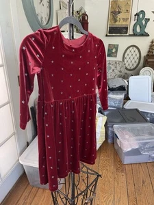 No Tag.Young Girls Holiday Party Dress. Burgundy Velvet With Silver Stars. Sz L - Picture 1 of 2