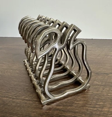 Estante para tostadas de pera vintage plateado 6 ranuras podría usarse para soporte para letras/servilletas Foto 1 de 4