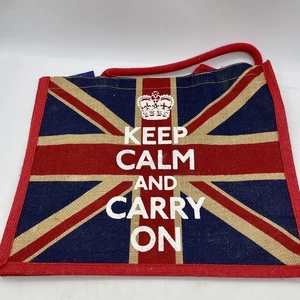 Glorious Britain Jute Bag 16" x 15" w/ England's Flag & Keep Calm And Carry On - Bild 1 von 6