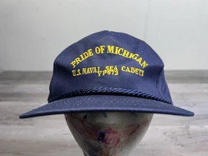Vintage Military US Naval Sea Cadets Snapback Hat Rope Trim Pride of Michigan - Picture 1 of 10