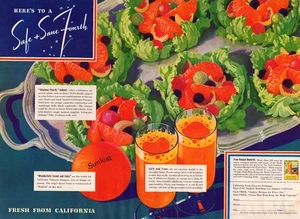 Sunkist Vintage Print Ad 1937 California Oranges Safe & Sane Fourth of July - Picture 1 of 1