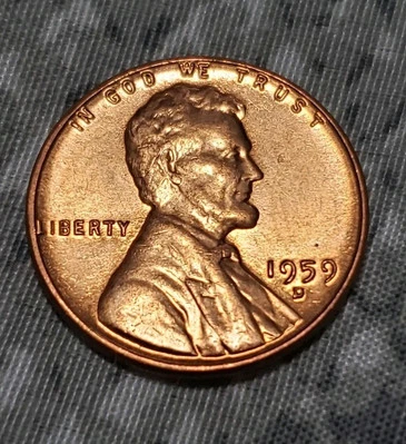 Vtg 1959 D Penny Error L on Edge Very Fine Example - Image 1 of 4