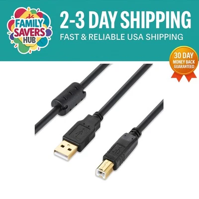High-Speed 15ft USB 2.0 Printer Cable - Anti-Interference for Smooth Printing - Image 1 of 4