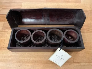 Pottery Barn Tabletop Set of 4 Bamboo Napkin Rings with Bamboo Case Vintage - Picture 1 of 10