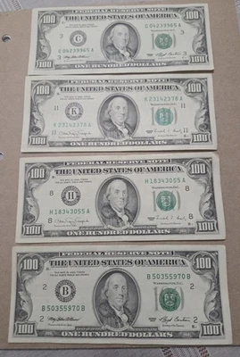 (4) $100 Dollar Bills - (2) Series 1990 US & (2) Series 1993 US....Total 4 BILLS - Image 1 of 2