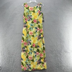 Maggy London Floral Silk Midi Dress Pink 12 Vintage Tropical 90s y2k Preppy New - Bild 1 von 16