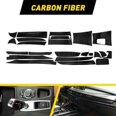 3D PVC Carbon Fiber Trim Center Control Console Interior Fit BMW X5 X6 2008-2014 - Image 1 of 4