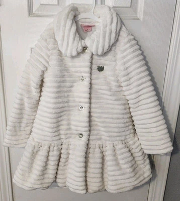 Abrigo Juicy Couture Niñas Talla 6 Blanco Crema Felpa Chaqueta Imitación Piel Suave Difuso Foto 1 de 4