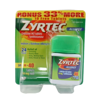 Zyrtec 24 Hour Allergy Relief Tablets, 10 mg, 40 Tablets EXP 02/2026+ - Image 1 of 4