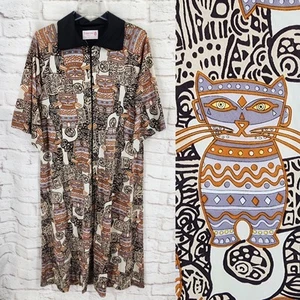 Vintage 60s 70s Lorraine Cat Nightgown Robe Small Tiki Mod Groovy Retro Lorraine - Picture 1 of 9