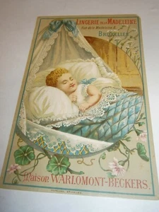 Belgique : Carte pub Warlomont Beckers lingerie de la Madeleine Bruxelles - Imagen 1 de 2
