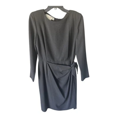Jones New York Faux Wrap Dress Women Sz 8 Black Long Sleeve Padded Elegant - Image 1 of 4