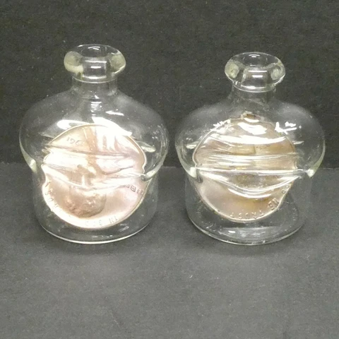 1961 (2) Penny In A Bottle Hand Blown Glass Lincoln Penny Lot of 2 Cover