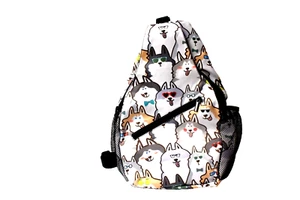 Dog pattern backpack Sling Bag Chest Backpack Travel Hiking Comfort NEW - Picture 1 of 6