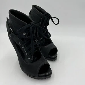 United Nude Lace Up Peep Toe Platform Booties Black Heels Size 5.5 Sexy - Picture 1 of 10