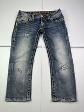 Rock Revival Women's Celine Low-Rise Capris Jean Pants Size 30 Holes Distressed