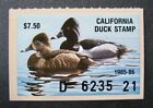 1985 California State Duck Migratory Waterfowl Stamp MNHOG