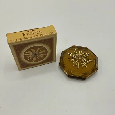Antigo RARA 1974 Avon Perfume Atemporal Starburst Goldtone Compacto Novo Estoque Antigo - Imagem 1 de 3