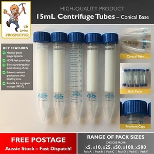 15mL Plastic Vials | Centrifuge Vial | Screw Cap Plastic Test Tube | Pack Sizes. - Picture 1 of 2