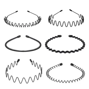6 Pieces Metal Headbands Wavy Hairband Spring Hair Hoop Sports Fashion Hair Band - Picture 1 of 7