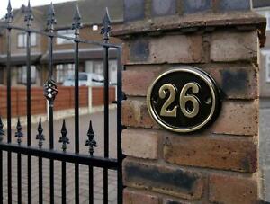 Polished Brass & Black Oval House Number Signs 1 - 49