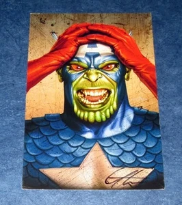 CAPTAIN AMERICA signed skrull print 5.5x8.5" GREG HORN superior MARVEL 1 COA - Foto 1 di 1