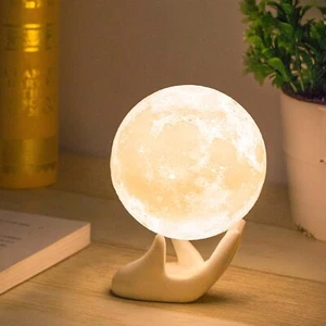 MYDETHUN 3D Moon Lamp with 3.5 Inch Ceramic Base, LED Night Light, Mood Lighting