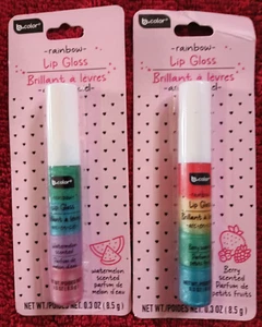 B Pure Rainbow Lip Gloss (2) Pride Colors .3 oz Ea. Berry Scented & watermelon - Picture 1 of 6